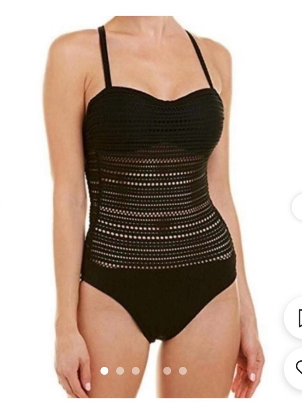 Robin Piccone Black One-Piece Swimsuit with Crochet Detailing